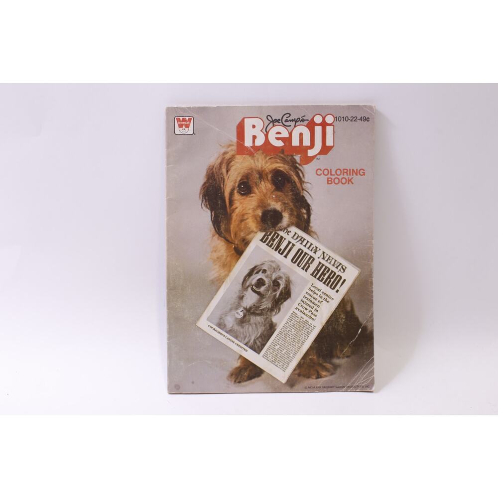Benji, Coloring Book, Uncolored, 1979, Whitman, Vintage, ~ 251210-WH 1377